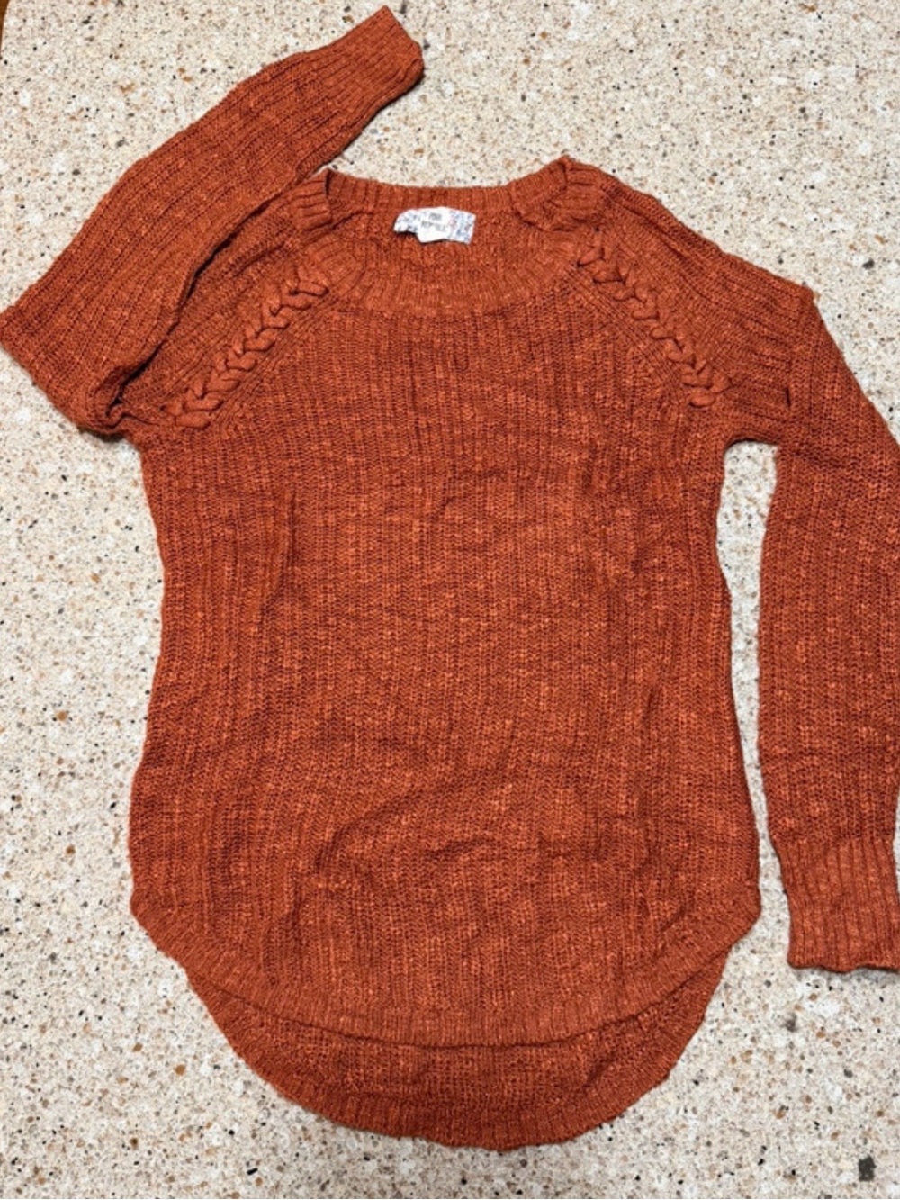 Pink Republic Rust Cable-Accent Crewneck Sweater